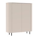 Meuble de rangement 2 portes finition laqué beige design coins arrondis pieds métal noir - LYNA