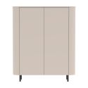Meuble de rangement 2 portes finition laqué beige design coins arrondis pieds métal noir - LYNA