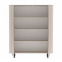 Meuble de rangement 2 portes finition laqué beige design coins arrondis pieds métal noir - LYNA