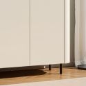 Meuble de rangement 2 portes finition laqué beige design coins arrondis pieds métal noir - LYNA
