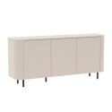 Buffet 3 portes finition laqué beige design coins arrondis pieds métal noir - LYNA