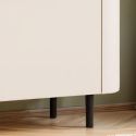 Buffet 3 portes finition laqué beige design coins arrondis pieds métal noir - LYNA