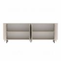 Buffet 4 portes finition laqué beige design coins arrondis pieds métal noir - LYNA
