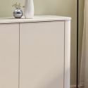Buffet 4 portes finition laqué beige design coins arrondis pieds métal noir - LYNA
