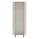 Vitrine 1 porte finition laqué beige design coins arrondis pieds métal noir - LYNA