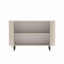 Buffet 2 portes finition laqué beige design coins arrondis pieds métal noir - LYNA