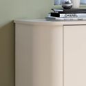 Buffet 2 portes finition laqué beige design coins arrondis pieds métal noir - LYNA