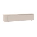 Meuble TV porte abattante suspendu ou à poser au sol finition laqué beige design coins arrondis - LYNA