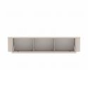 Meuble TV porte abattante suspendu ou à poser au sol finition laqué beige design coins arrondis - LYNA
