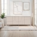 Buffet 4 portes finition laqué beige façade relief piètement métal - EGERIE