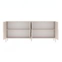 Buffet 4 portes finition laqué beige façade relief piètement métal - EGERIE