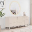 Buffet 4 portes finition laqué beige façade relief piètement métal - EGERIE