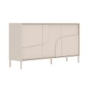 Buffet 3 portes laqué beige façade relief piètement métal - EGERIE