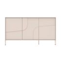 Buffet 3 portes laqué beige façade relief piètement métal - EGERIE