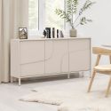 Buffet 3 portes laqué beige façade relief piètement métal - EGERIE