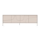Meuble TV 4 portes laqué beige façade relief piètement métal - EGERIE