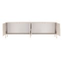 Meuble TV 4 portes laqué beige façade relief piètement métal - EGERIE