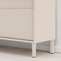 Meuble TV 4 portes laqué beige façade relief piètement métal - EGERIE