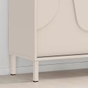 Meuble de rangement étagères 2 portes laqué beige façade relief piètement métal - EGERIE