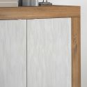 Buffet 2 portes aspect bois finition Mercure façades blanc texturées - OTELLO