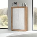 Rangement 4 portes aspect bois finition Mercure façades blanc texturées - OTELLO