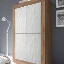 Rangement 4 portes aspect bois finition Mercure façades blanc texturées - OTELLO