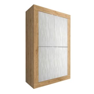 Rangement 4 portes aspect bois finition Cadiz façades blanc texturées - OTELLO