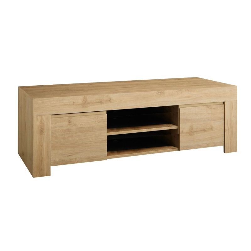 FIRMIN - Meuble TV 2 portes 2 Niches Aspect Bois Finition Cadiz