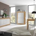 Ensemble Séjour Buffet 2 Portes 3 Tiroirs aspect bois finition Cadiz façades blanc texturées - OTELLO