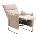 Fauteuil Relax design en tissu beige piètement métal luge - HASSAN