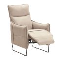 Fauteuil Relax design en tissu beige piètement métal luge - HASSAN