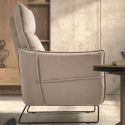 Fauteuil Relax design en tissu beige piètement métal luge - HASSAN