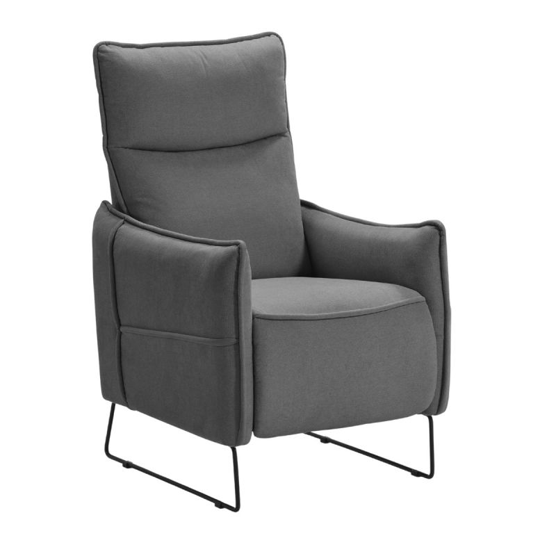 Fauteuil Relax design en tissu gris foncé piètement métal luge - HASSAN