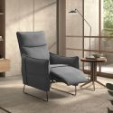 Fauteuil Relax design en tissu gris foncé piètement métal luge - HASSAN