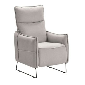 Fauteuil Relax design en tissu gris clair piètement métal luge - HASSAN