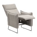 Fauteuil Relax design en tissu gris clair piètement métal luge - HASSAN