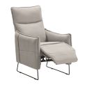 Fauteuil Relax design en tissu gris clair piètement métal luge - HASSAN