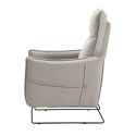 Fauteuil Relax design en tissu gris clair piètement métal luge - HASSAN