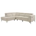 Canapé d'angle gauche avec 2 places relax électrique tissu beige - BAMAKO