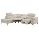 Canapé d'angle gauche avec 2 places relax électrique tissu beige - BAMAKO