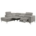 Canapé d'angle gauche avec 2 places relax électrique tissu gris - BAMAKO