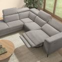 Canapé d'angle gauche avec 2 places relax électrique tissu gris - BAMAKO