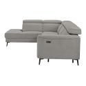 Canapé d'angle gauche avec 2 places relax électrique tissu gris - BAMAKO