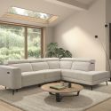 Canapé d'angle droit avec 2 places relax électrique tissu beige - BAMAKO