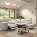 Canapé d'angle droit avec 2 places relax électrique tissu beige - BAMAKO
