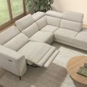 Canapé d'angle droit avec 2 places relax électrique tissu beige - BAMAKO
