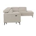 Canapé d'angle droit avec 2 places relax électrique tissu beige - BAMAKO