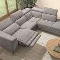 Canapé d'angle droit avec 2 places relax électrique tissu gris - BAMAKO