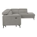 Canapé d'angle droit avec 2 places relax électrique tissu gris - BAMAKO