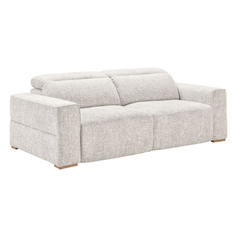 Canapé 3 places assises coulissantes électriques en tissu bouclé gris perle - HAVANA